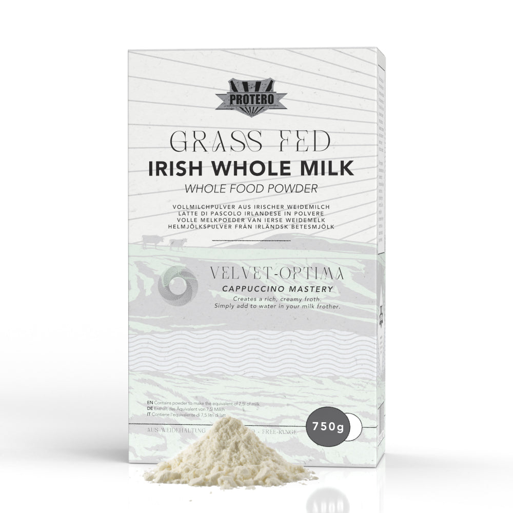 Latte intero in polvere proveniente dal territorio irlandese, prodotto in allevamenti di pascolo irlandesi